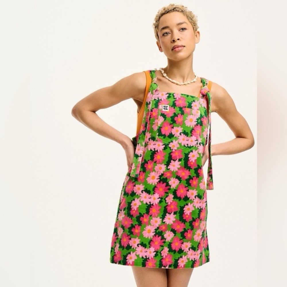 NWT Lucy & Yak Corduroy Mini Pini Dress Felicity Floral Size UK8 US4